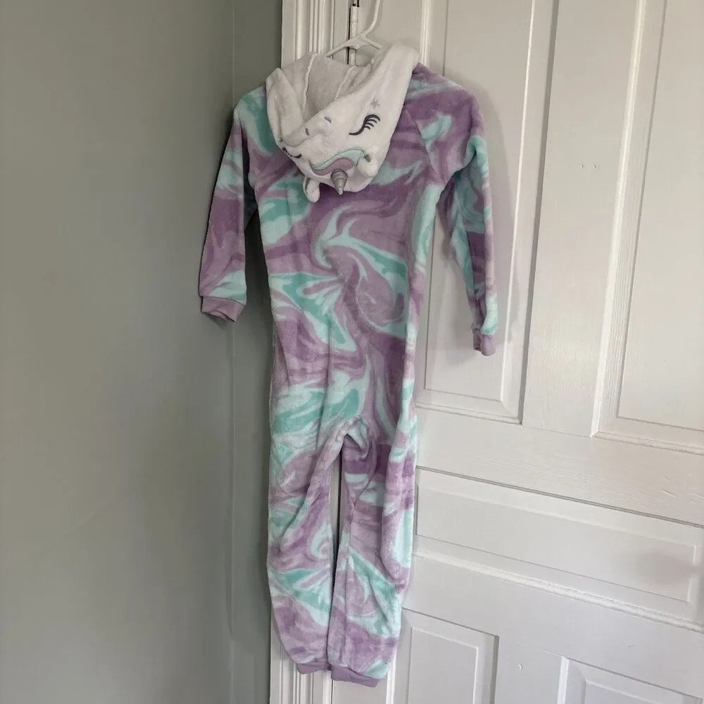 Saint Eve‎ Kids Youth Hooded Fleece Unicorn Sleeper Purple Size Small 7/8